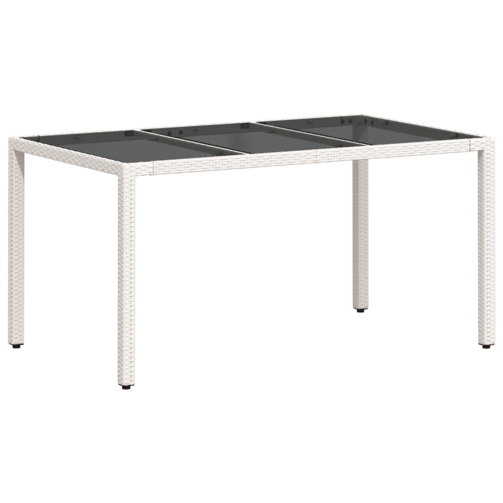 Mesa de jardim com tampo de vidro 150x90x75 cm vime PE branco