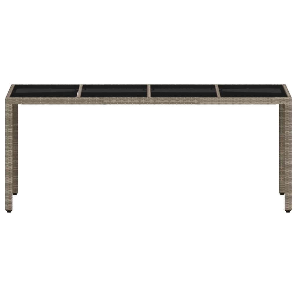 Mesa de jardim c/ tampo vidro 190x90x75 cm vime PE cinza-claro