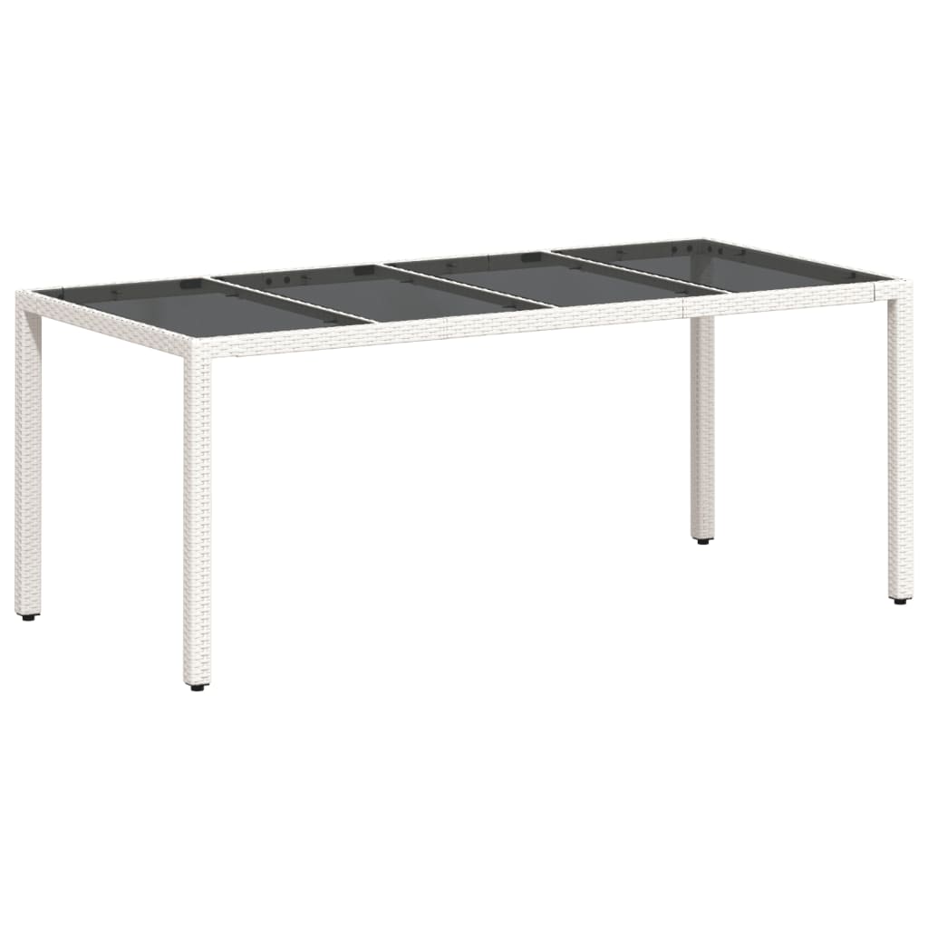 Mesa de jardim com tampo de vidro 190x90x75 cm vime PE branco