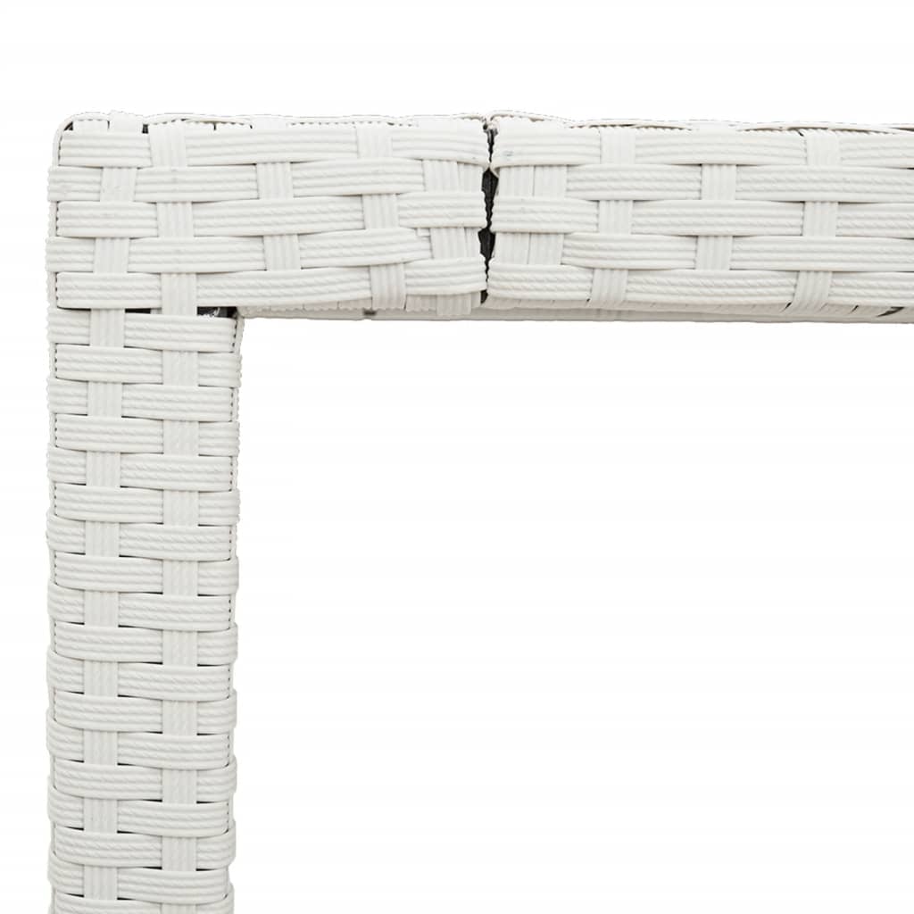 Mesa de jardim com tampo de vidro 190x90x75 cm vime PE branco