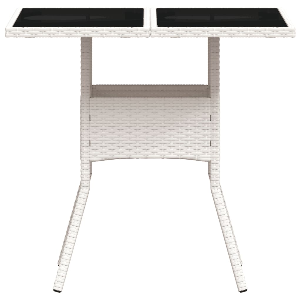 Mesa de jardim com tampo de vidro 80x80x75 cm vime PE branco