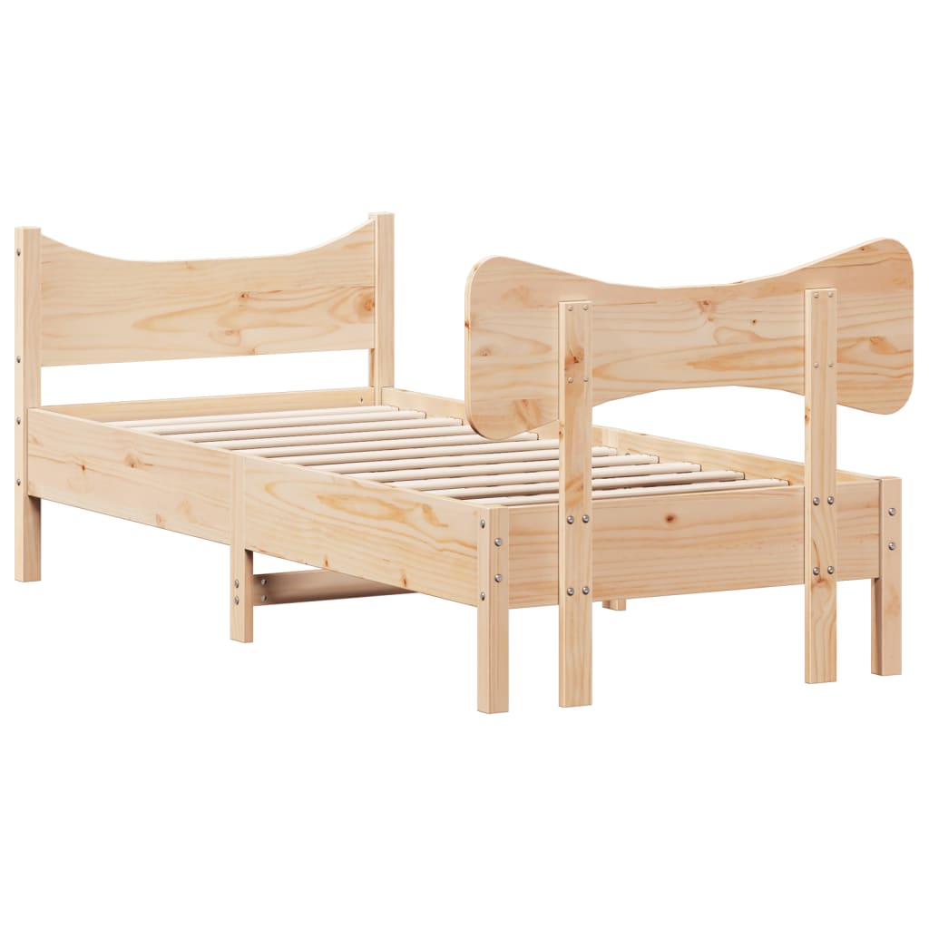 Estrutura de cama com cabeceira 90x190 cm pinho maciço