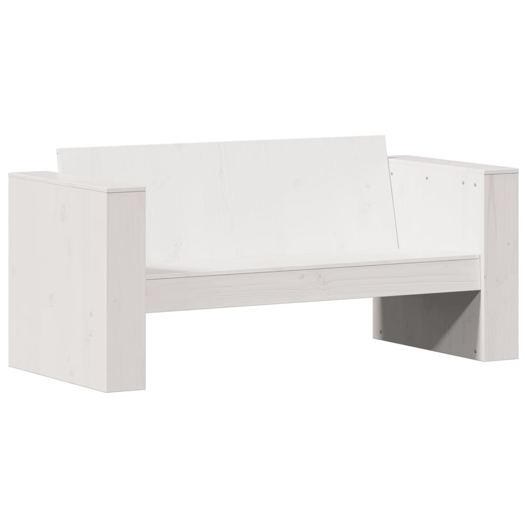 Sofá de 2 lugares para jardim 134x60x62 cm pinho maciço branco