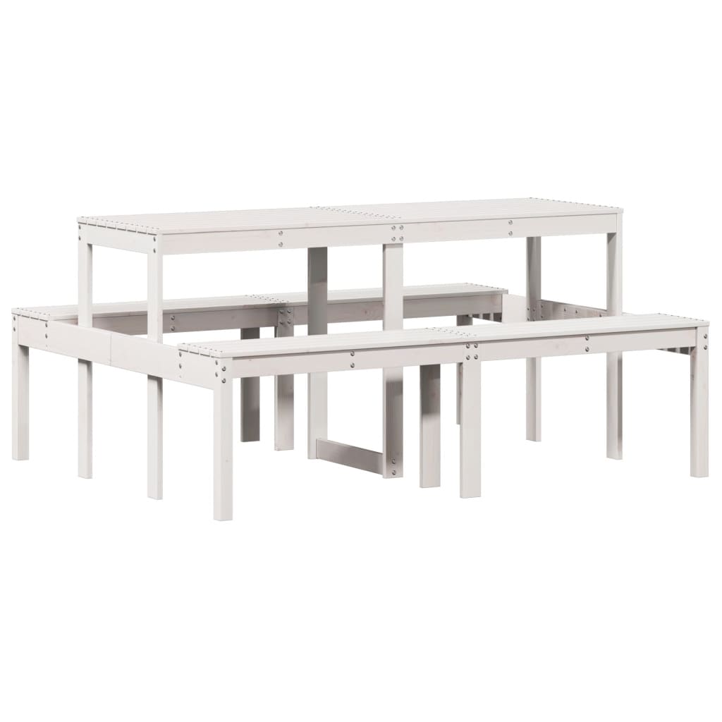 Mesa de piquenique 160x134x75 cm madeira de pinho maciça branco