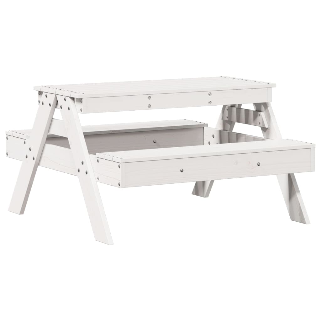 Mesa de piquenique p/ crianças 88x97x52 cm pinho maciço branco