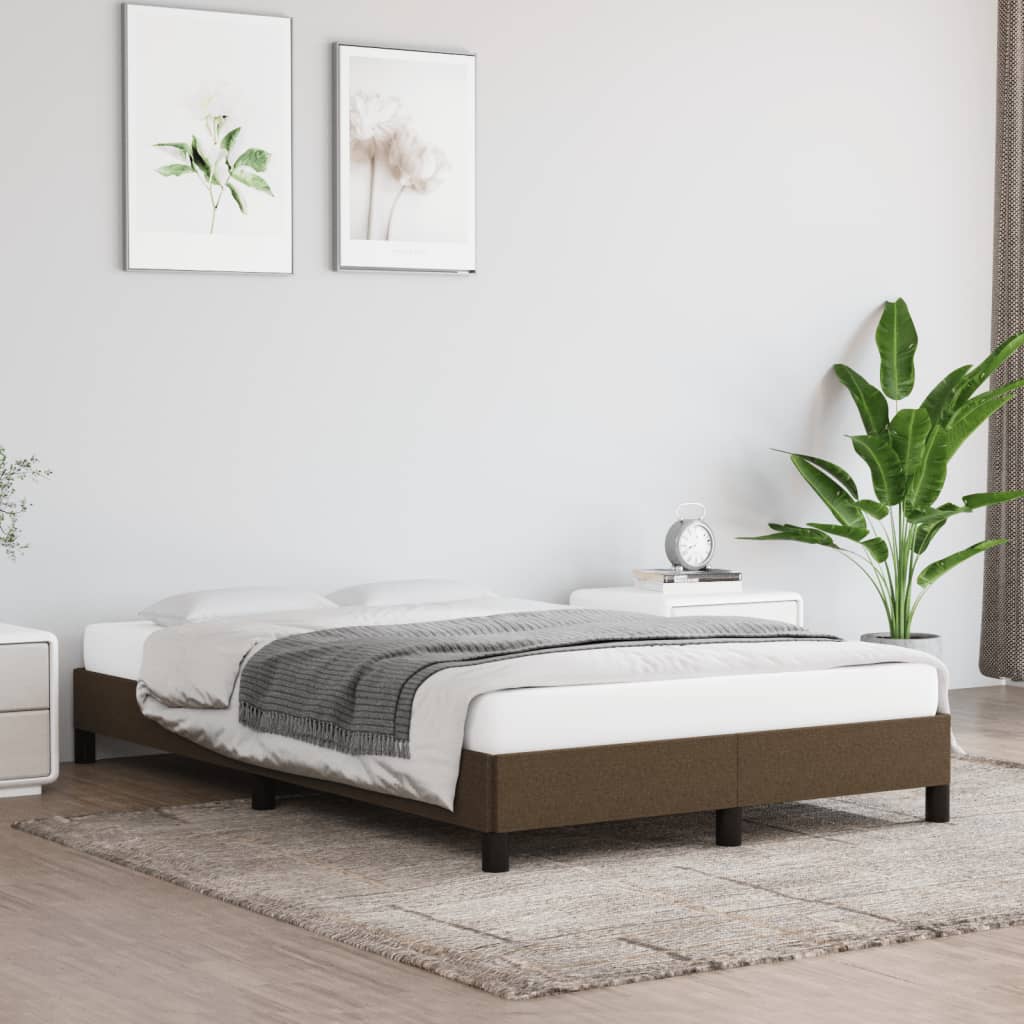 Estrutura de cama 120x190 cm tecido castanho-escuro