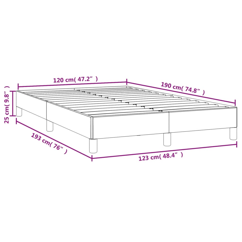 Estrutura de cama 120x190 cm tecido castanho-escuro