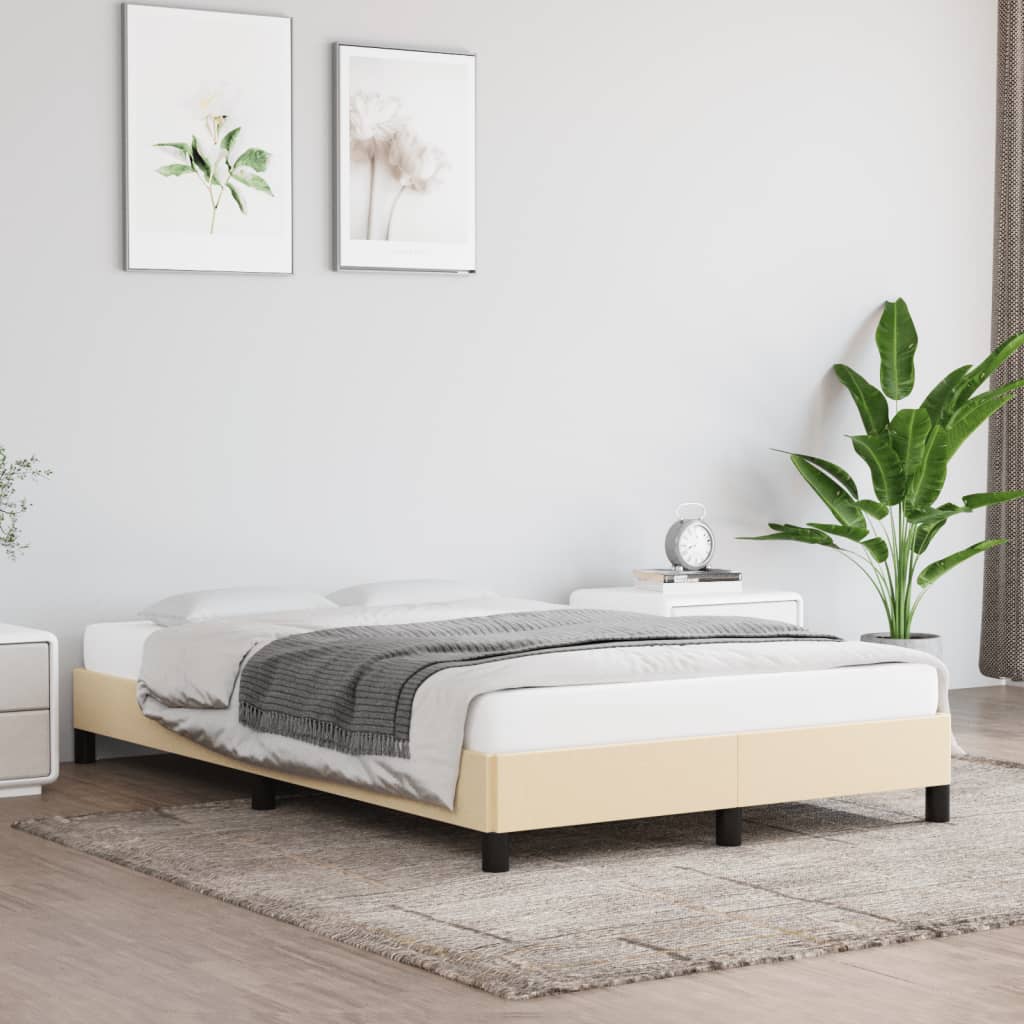 Estrutura de cama 120x190 cm tecido cor creme