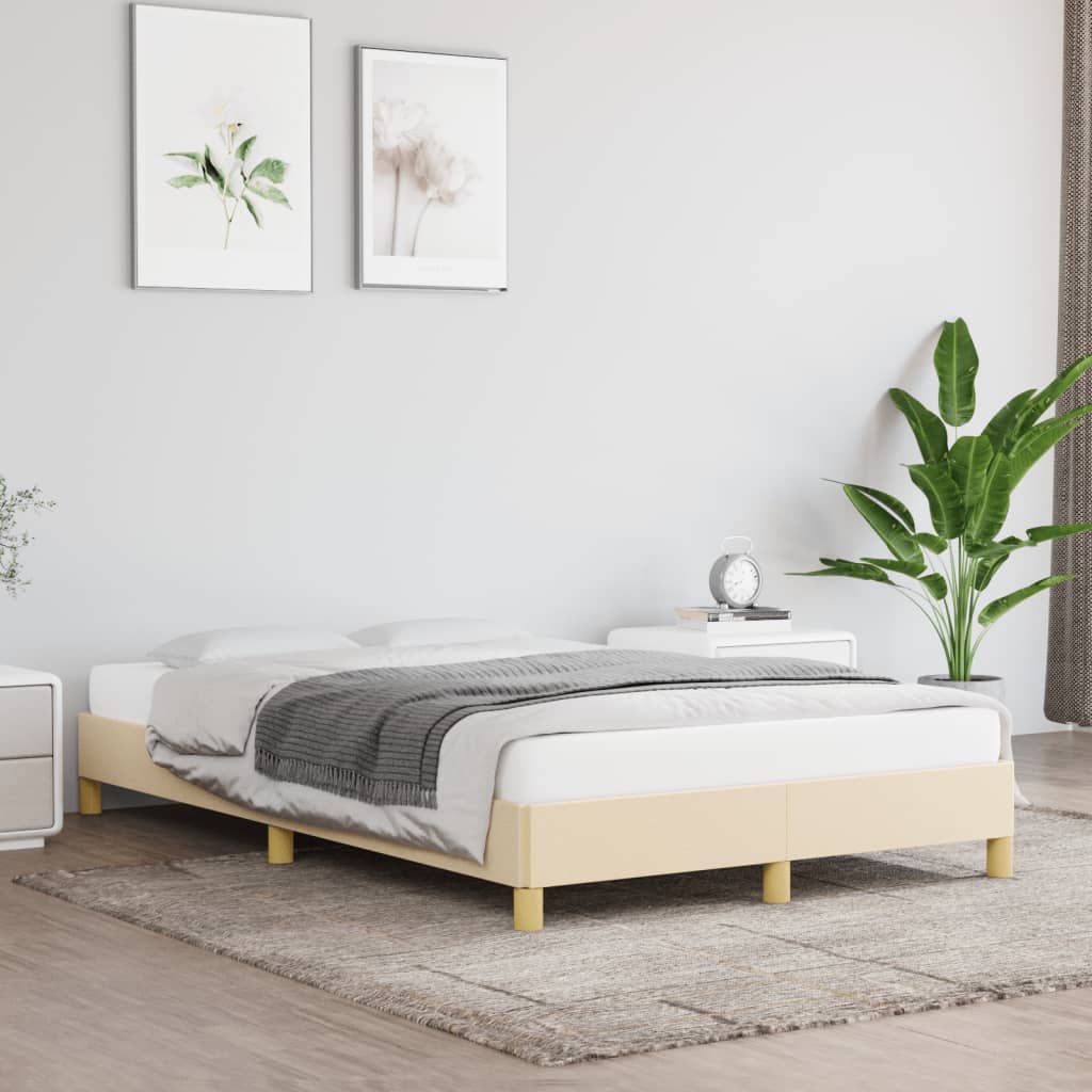 Estrutura de cama 120x190 cm tecido cor creme