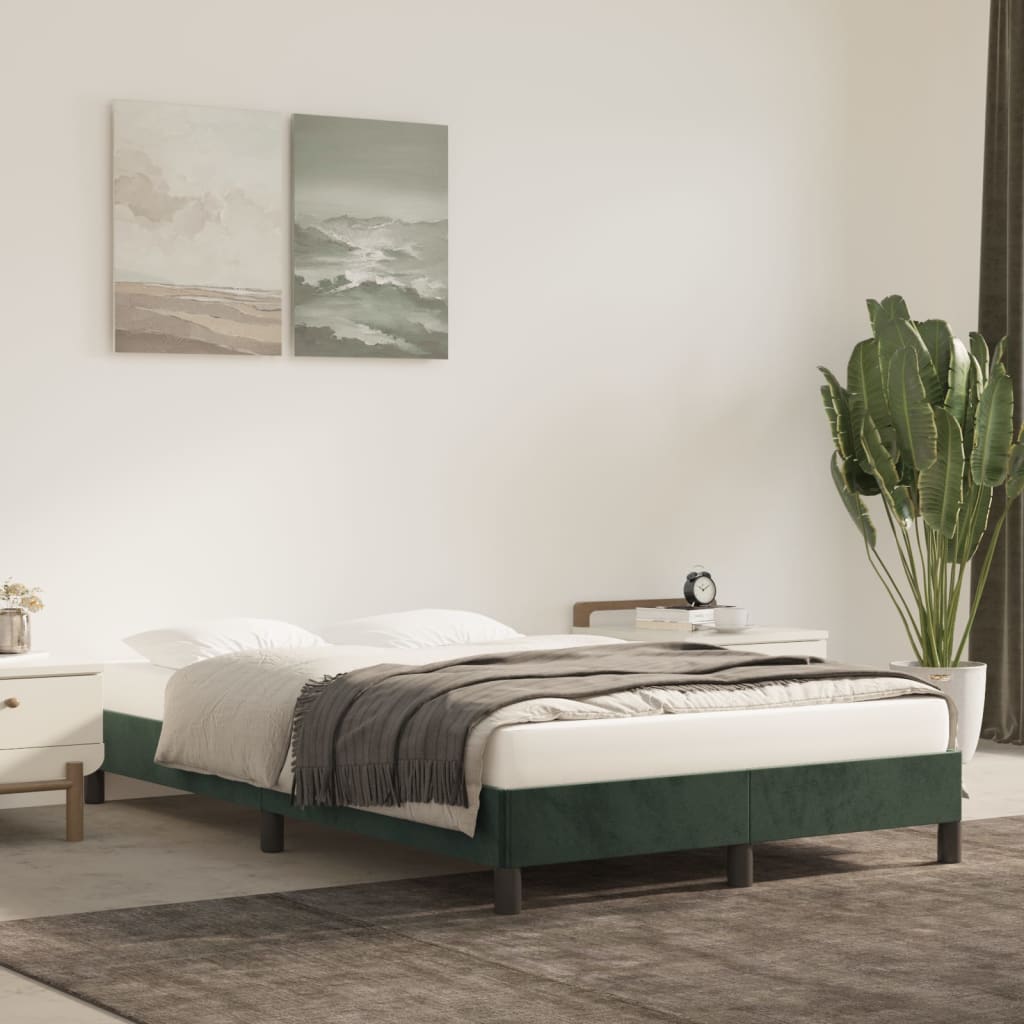 Estrutura de cama 120x190 cm veludo verde-escuro