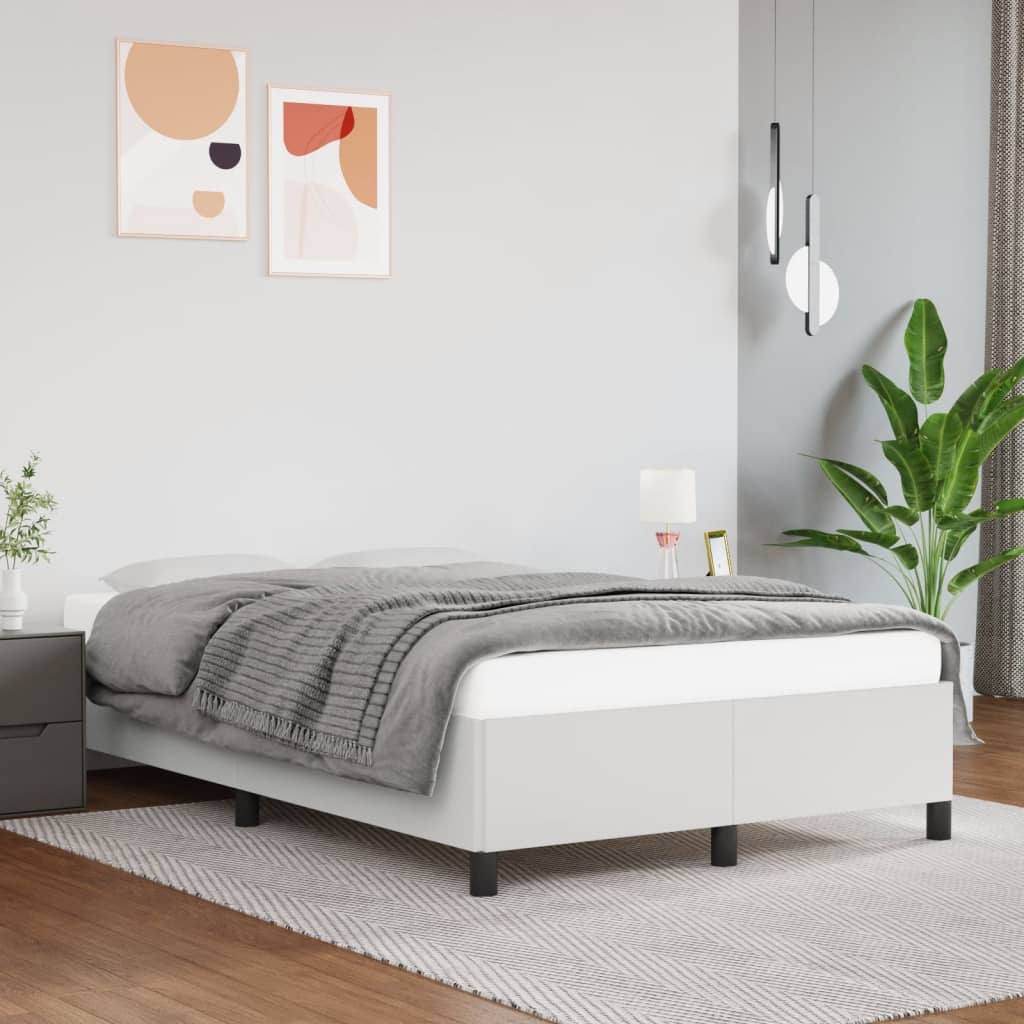 Estrutura de cama 120x190 cm couro artificial branco