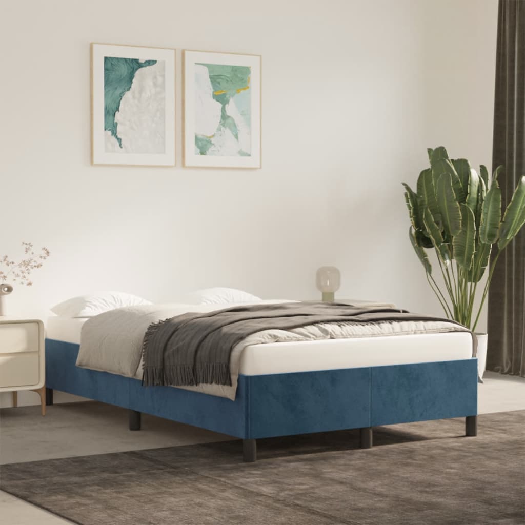 Estrutura de cama 120x190 cm veludo azul-escuro