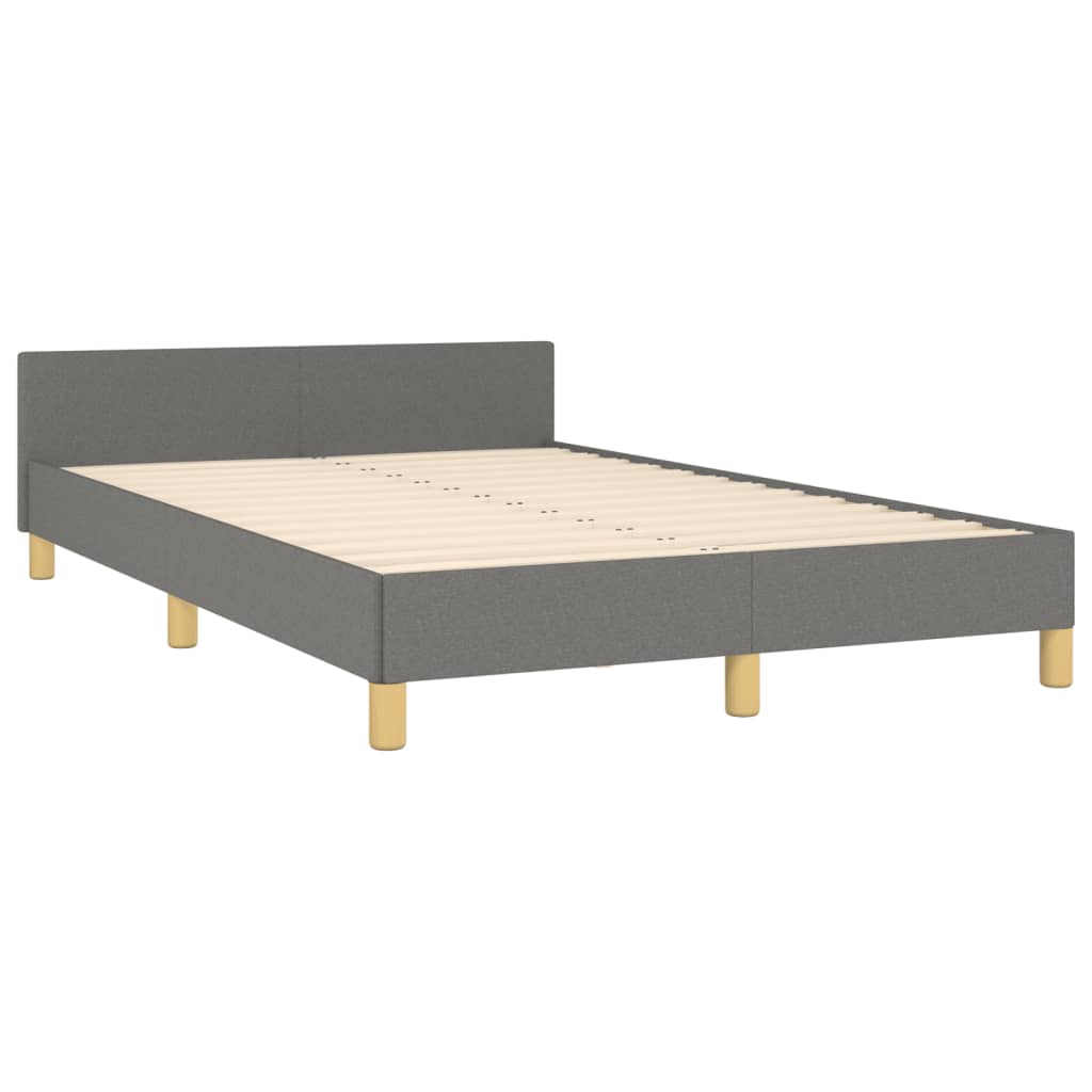 Estrutura de cama com cabeceira 120x190 cm tecido cinza-escuro