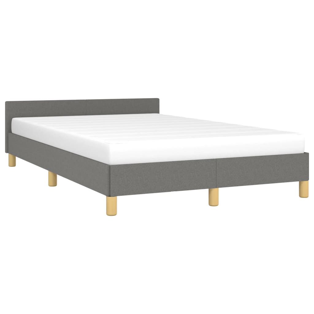 Estrutura de cama com cabeceira 120x190 cm tecido cinza-escuro