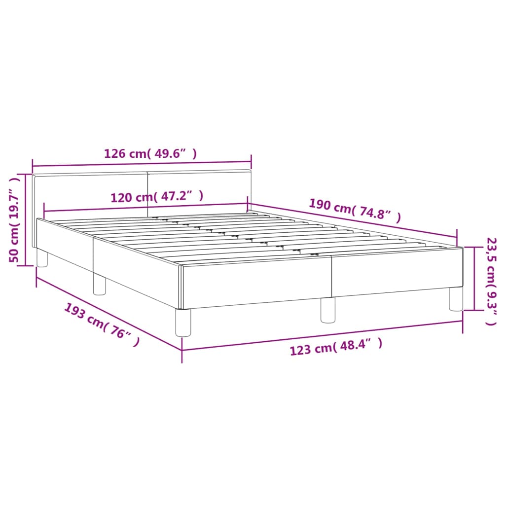 Estrutura de cama com cabeceira 120x190 cm tecido cinza-escuro