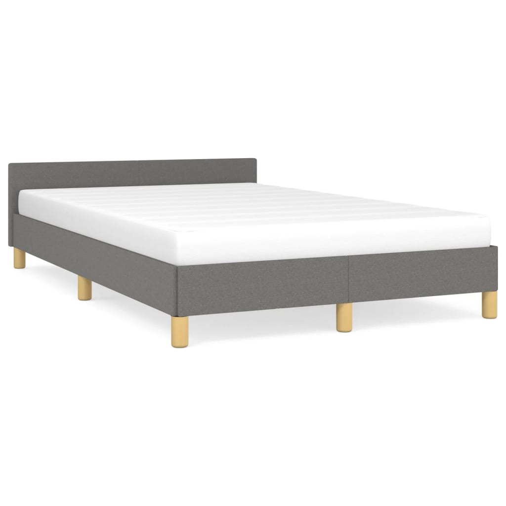 Estrutura de cama com cabeceira 120x190 cm tecido cinza-escuro