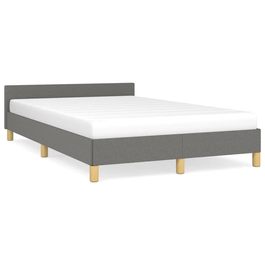 Estrutura de cama com cabeceira 120x190 cm tecido cinza-escuro