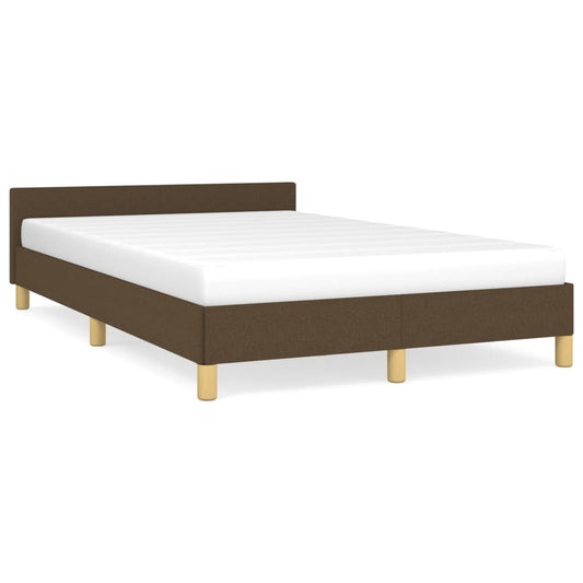 Estrutura de cama c/ cabeceira 120x190cm tecido castanho-escuro