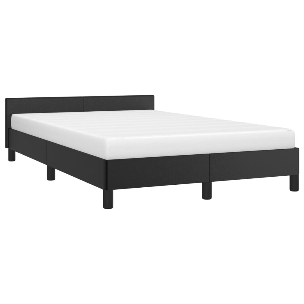 Estrutura de cama c/ cabeceira 120x190cm couro artificial preto