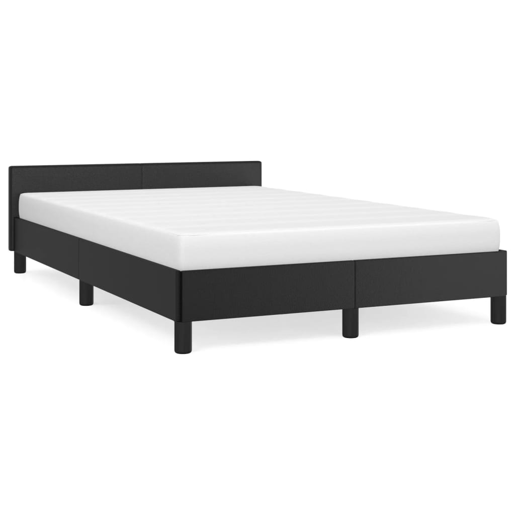 Estrutura de cama c/ cabeceira 120x190cm couro artificial preto