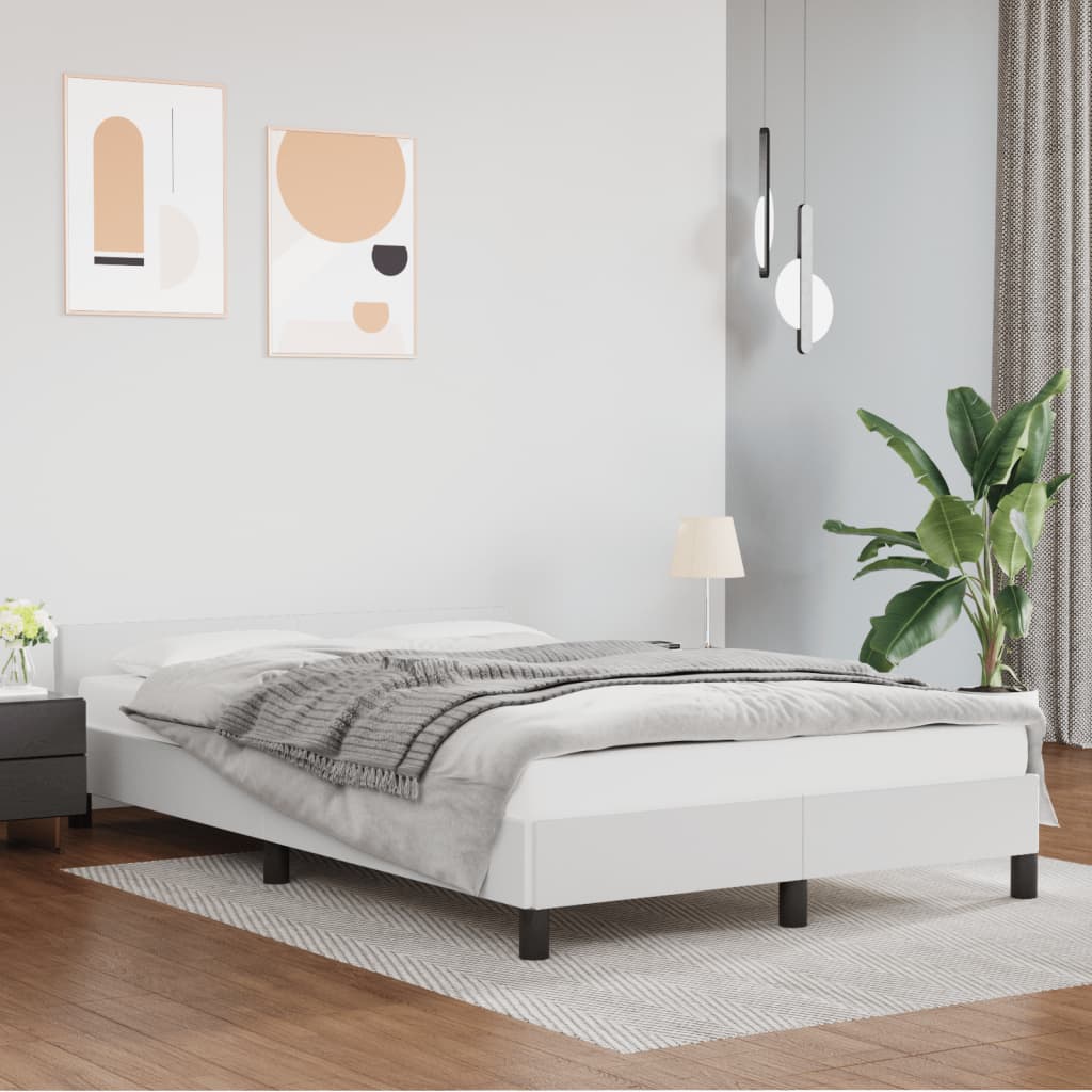 Estrutura cama c/ cabeceira 120x190 cm couro artificial branco