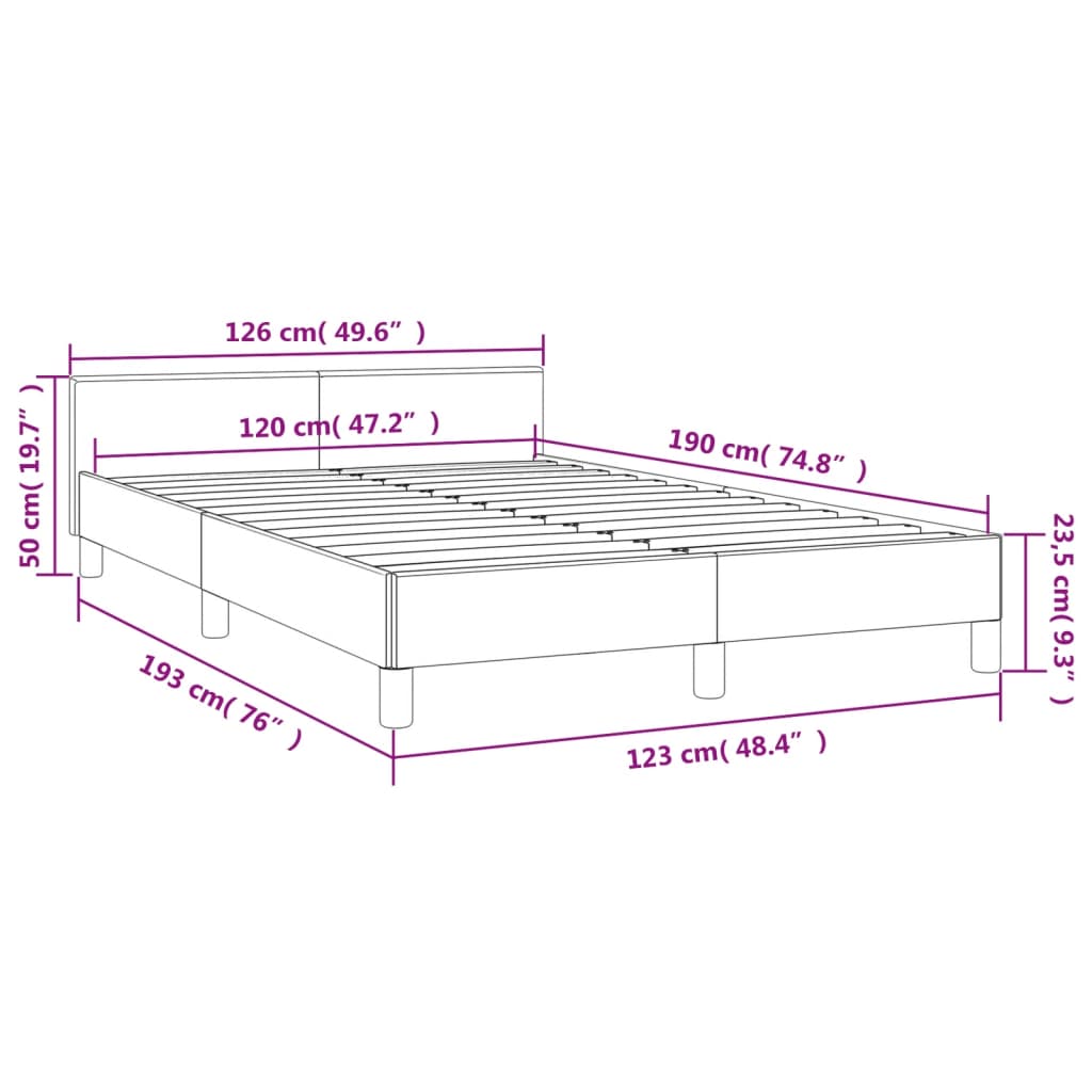 Estrutura cama c/ cabeceira 120x190 cm couro artificial branco