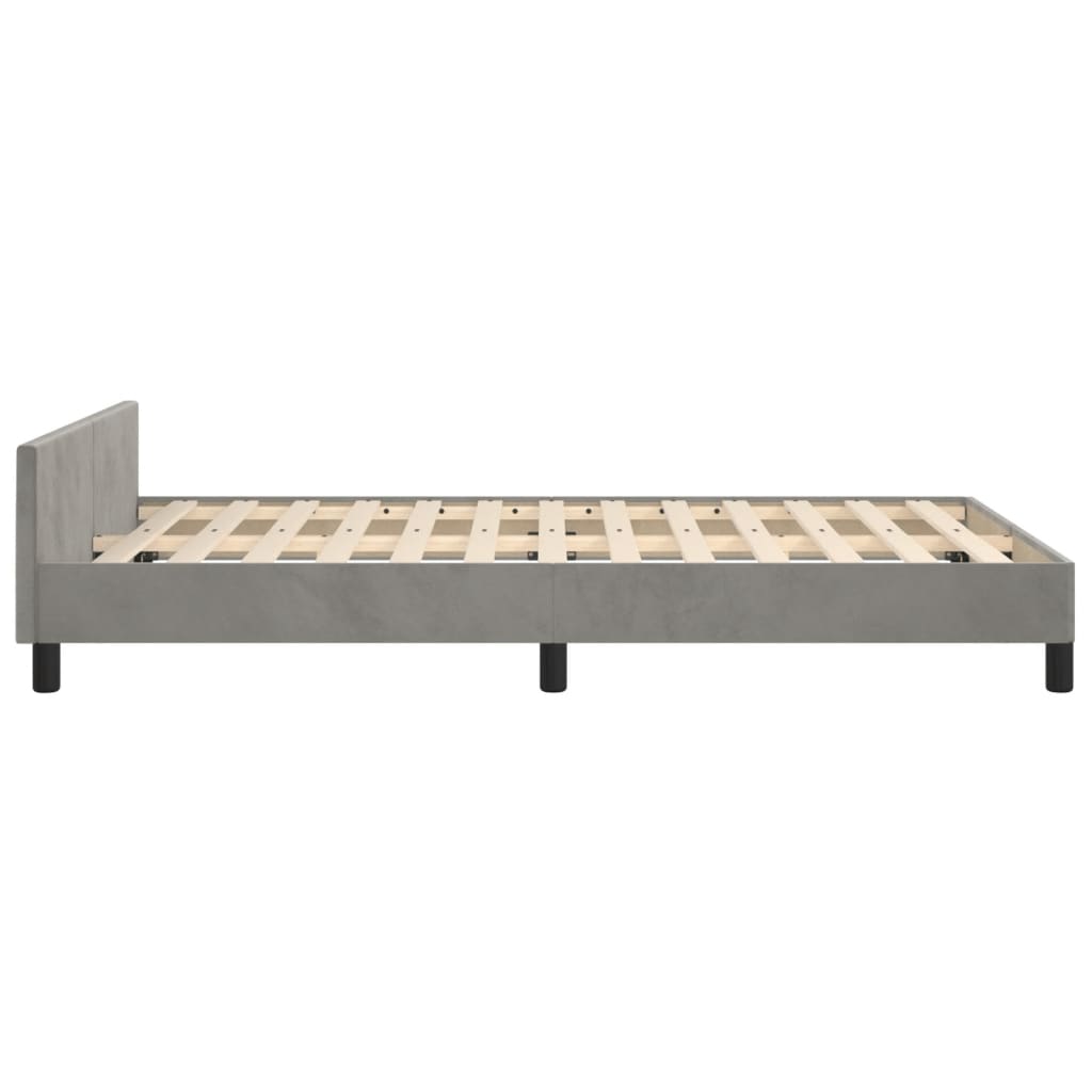 Estrutura de cama c/ cabeceira 120x190 cm veludo cinza-claro