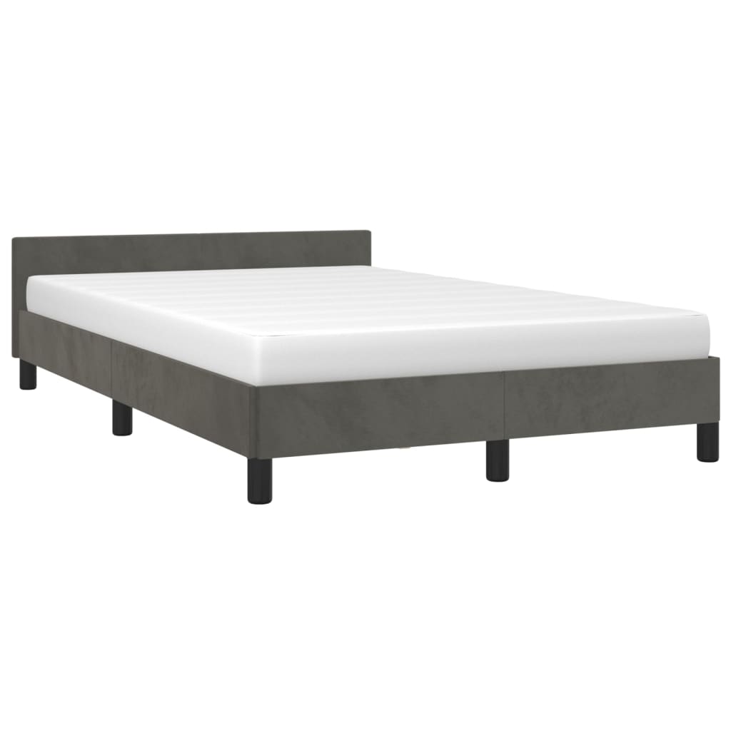 Estrutura de cama c/ cabeceira 120x190 cm veludo cinza-escuro