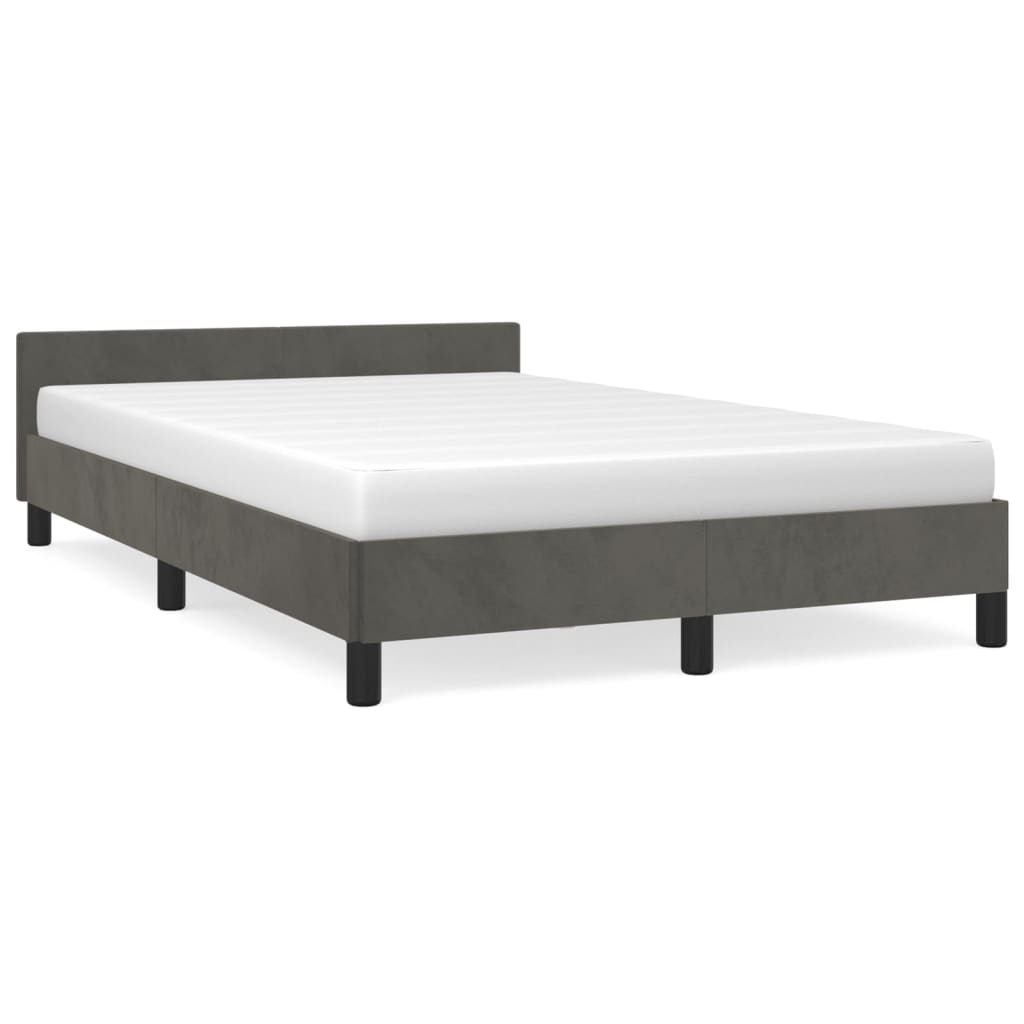 Estrutura de cama c/ cabeceira 120x190 cm veludo cinza-escuro