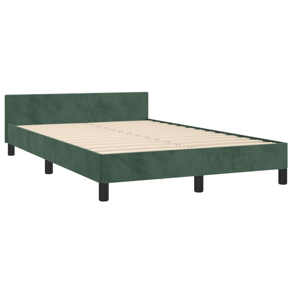 Estrutura de cama c/ cabeceira 120x190 cm veludo verde-escuro