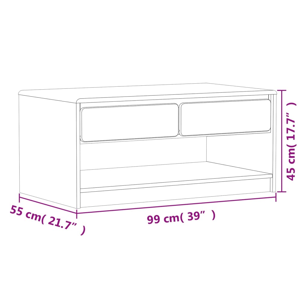 Mesa de centro SAUDA 99x55x45 cm pinho maciço cor carvalho