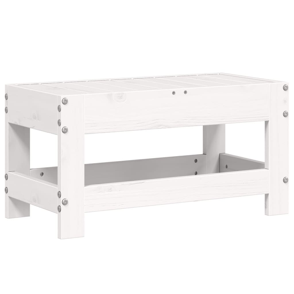 Apoio de pés para jardim 62x30x32 cm pinho maciço branco