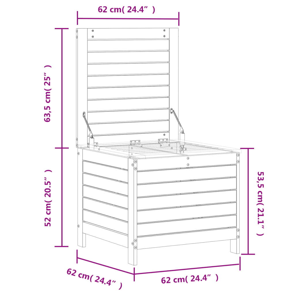 Apoio de pés para jardim 62x63,5x53,5 cm pinho maciço branco