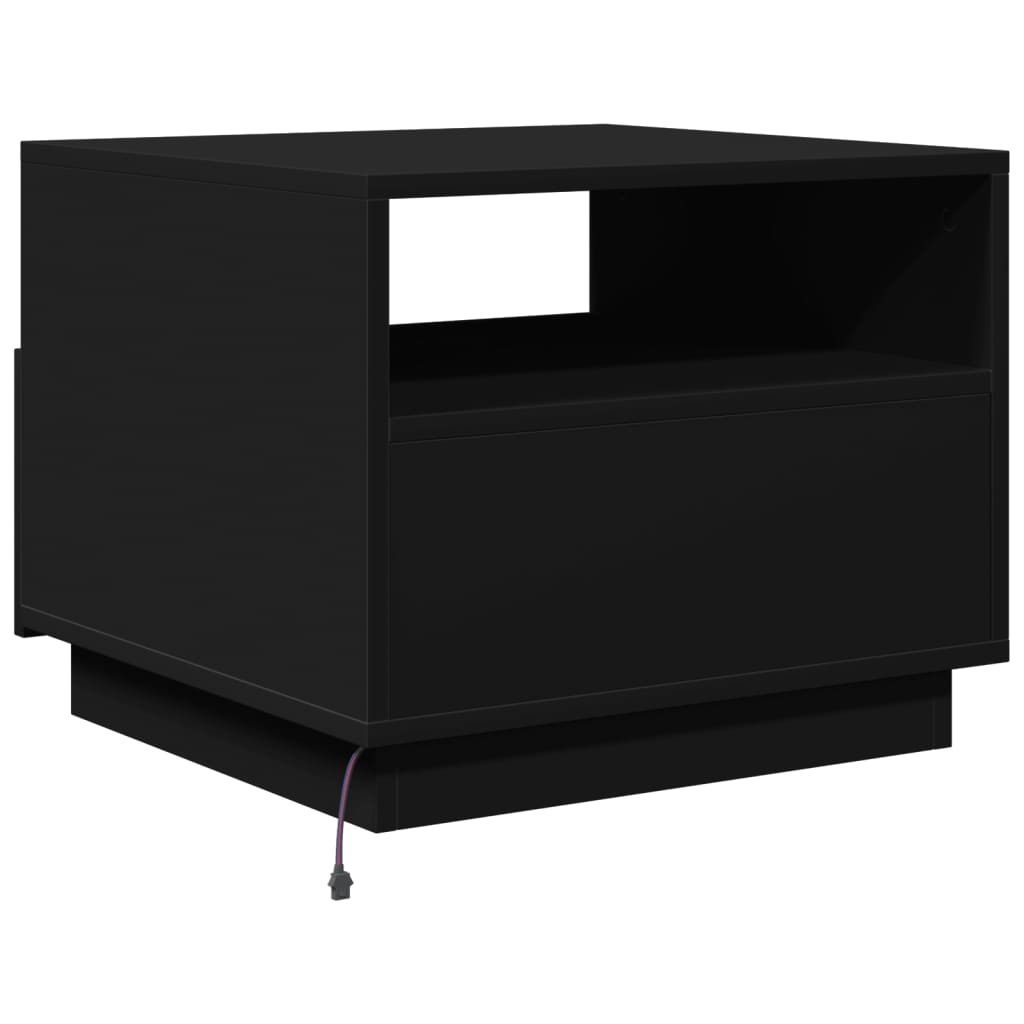 Mesa de centro com luzes LED 50x49x40 cm preto