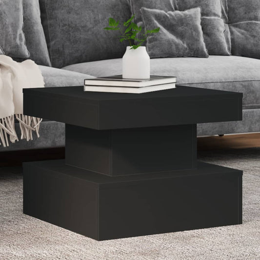 Mesa de centro com luzes LED 50x50x40 cm preto