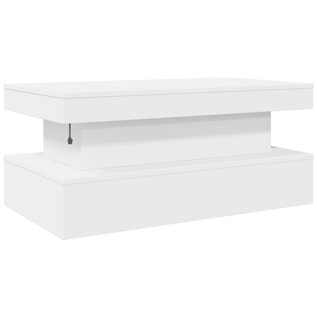 Mesa de centro com luzes LED 90x50x40 cm branco