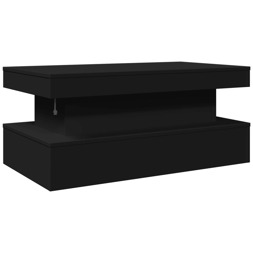 Mesa de centro com luzes LED 90x50x40 cm preto