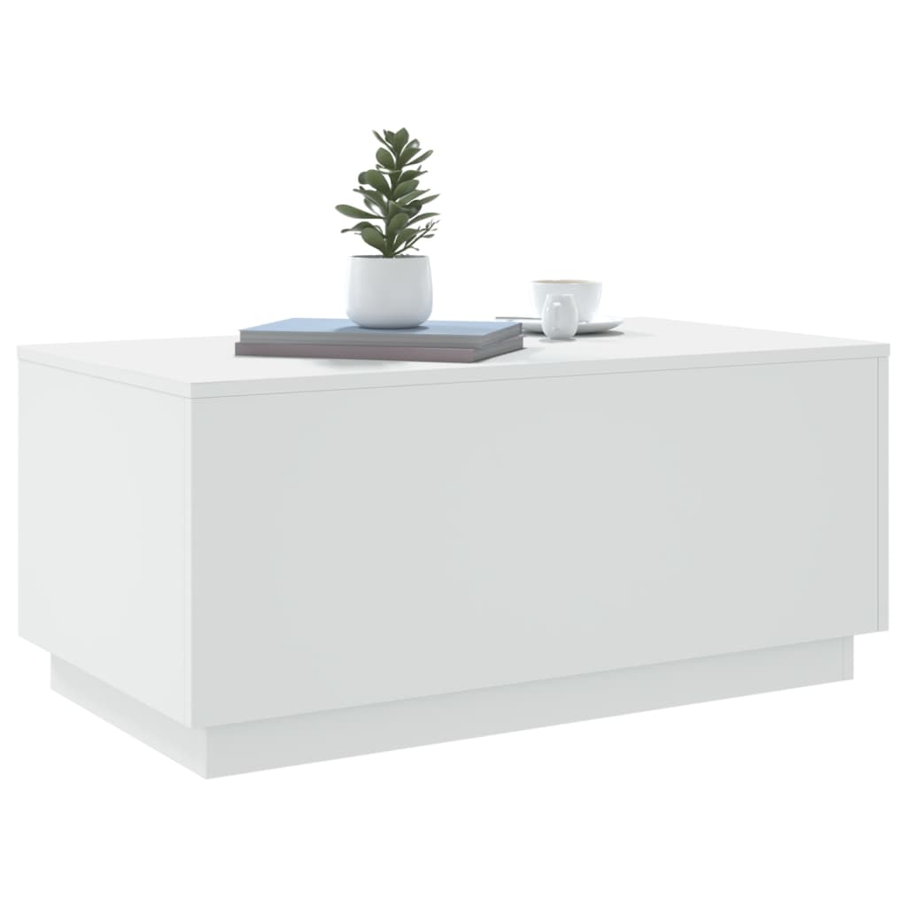 Mesa de centro com luzes LED 90x50x40 cm branco