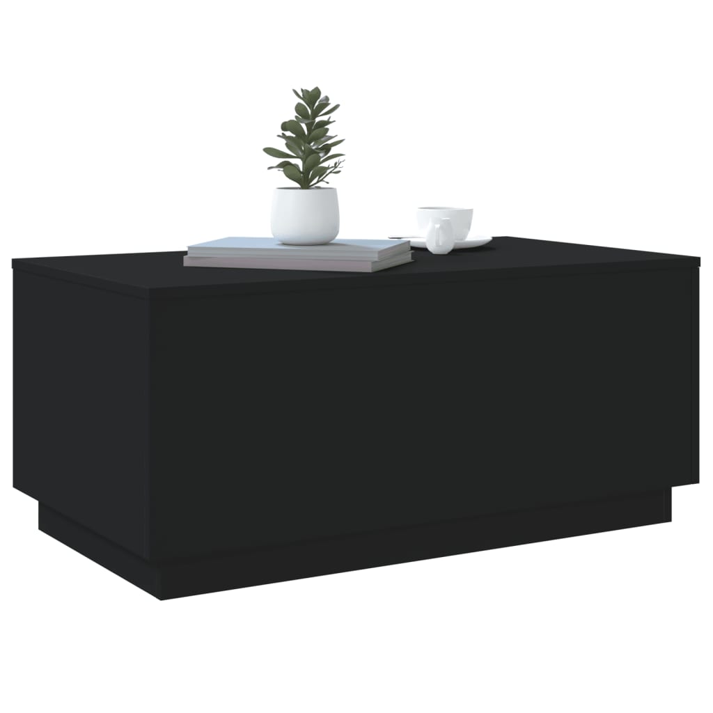 Mesa de centro com luzes LED 90x50x40 cm preto