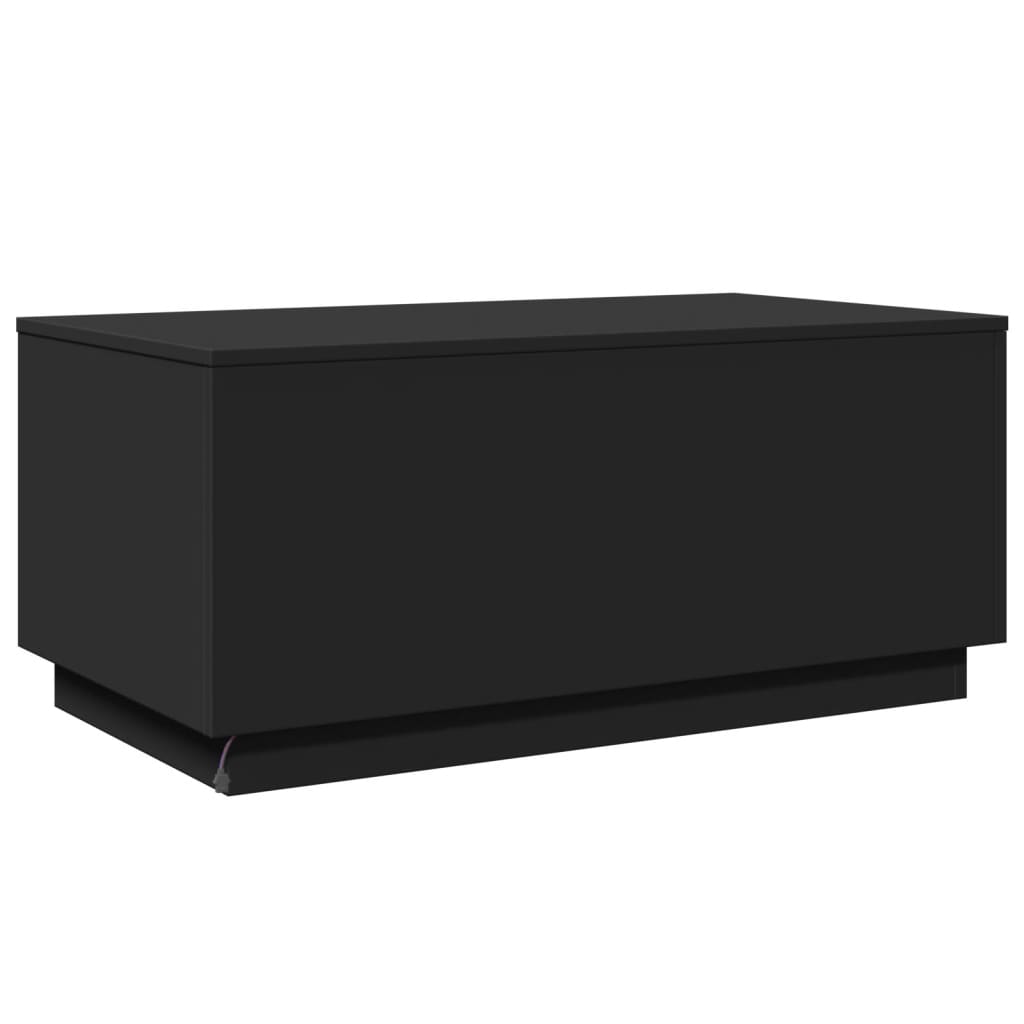 Mesa de centro com luzes LED 90x50x40 cm preto