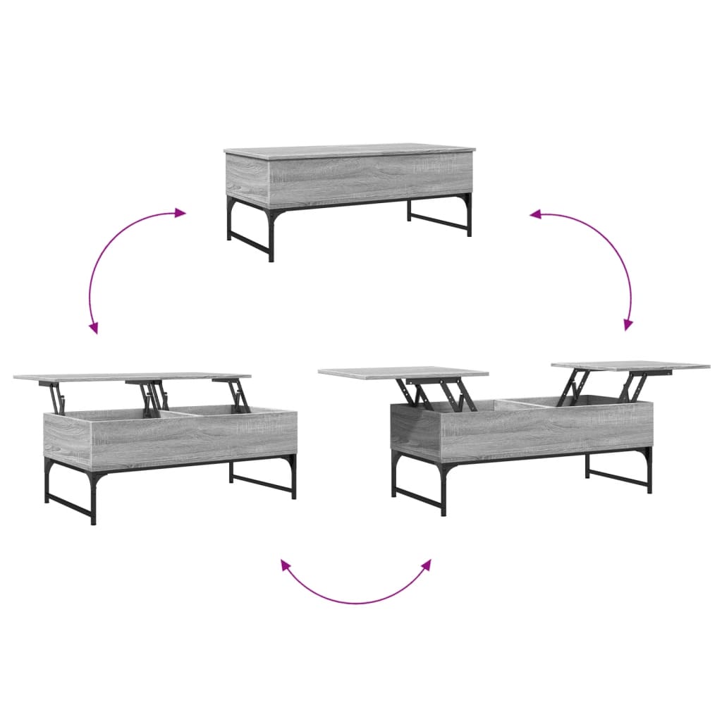 Mesa de centro 100x50x40cm deriv. madeira/metal cinzento sonoma