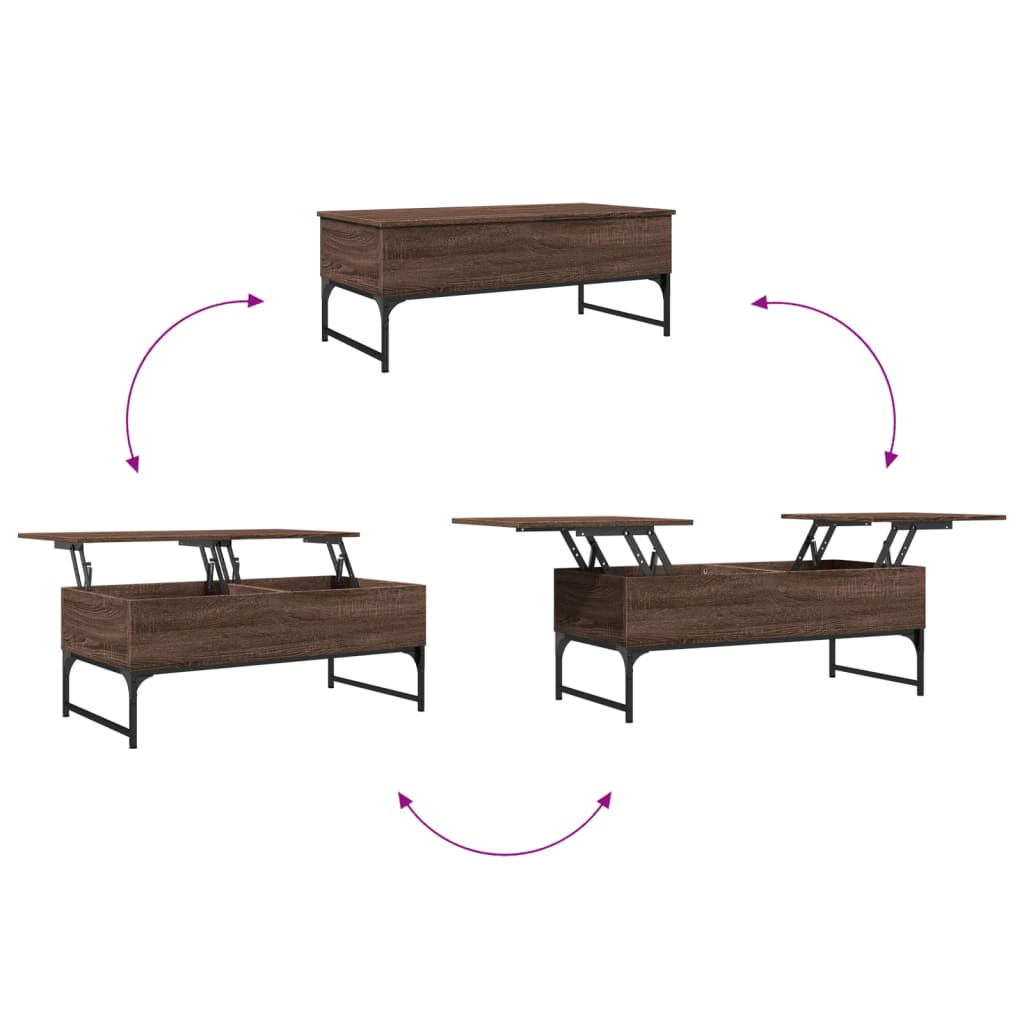 Mesa centro 100x50x40 cm deriv. madeira/metal carvalho castanho