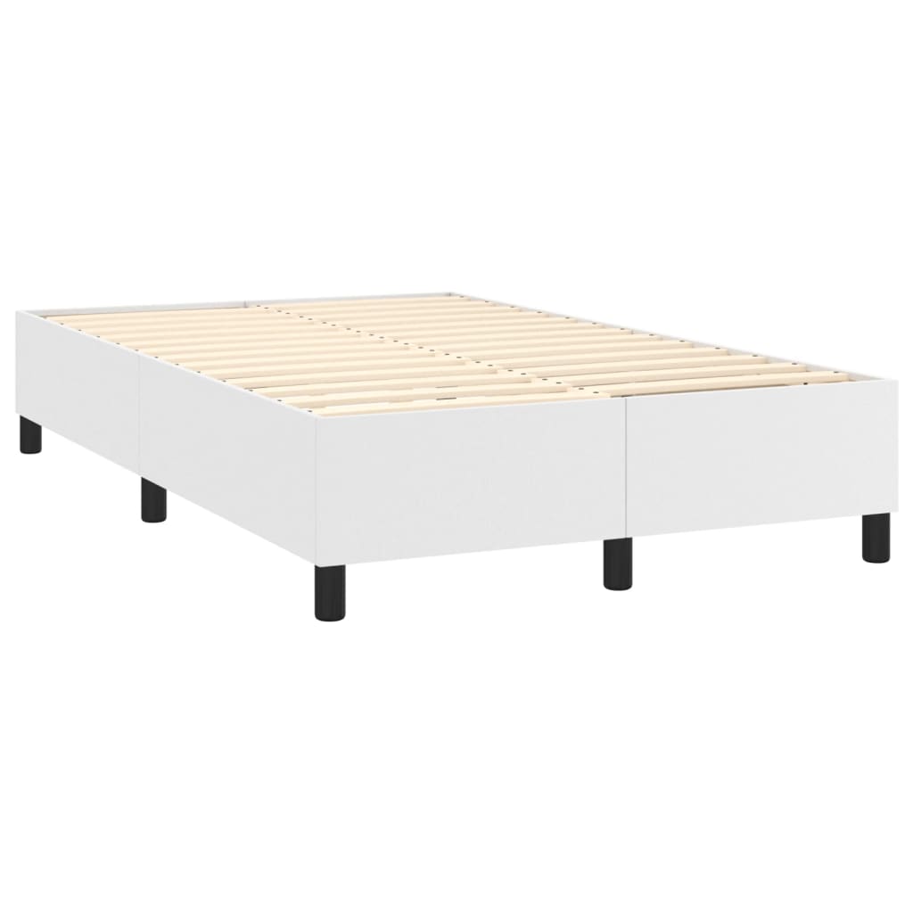 Cama boxspring com colchão 120x190 cm couro artificial branco