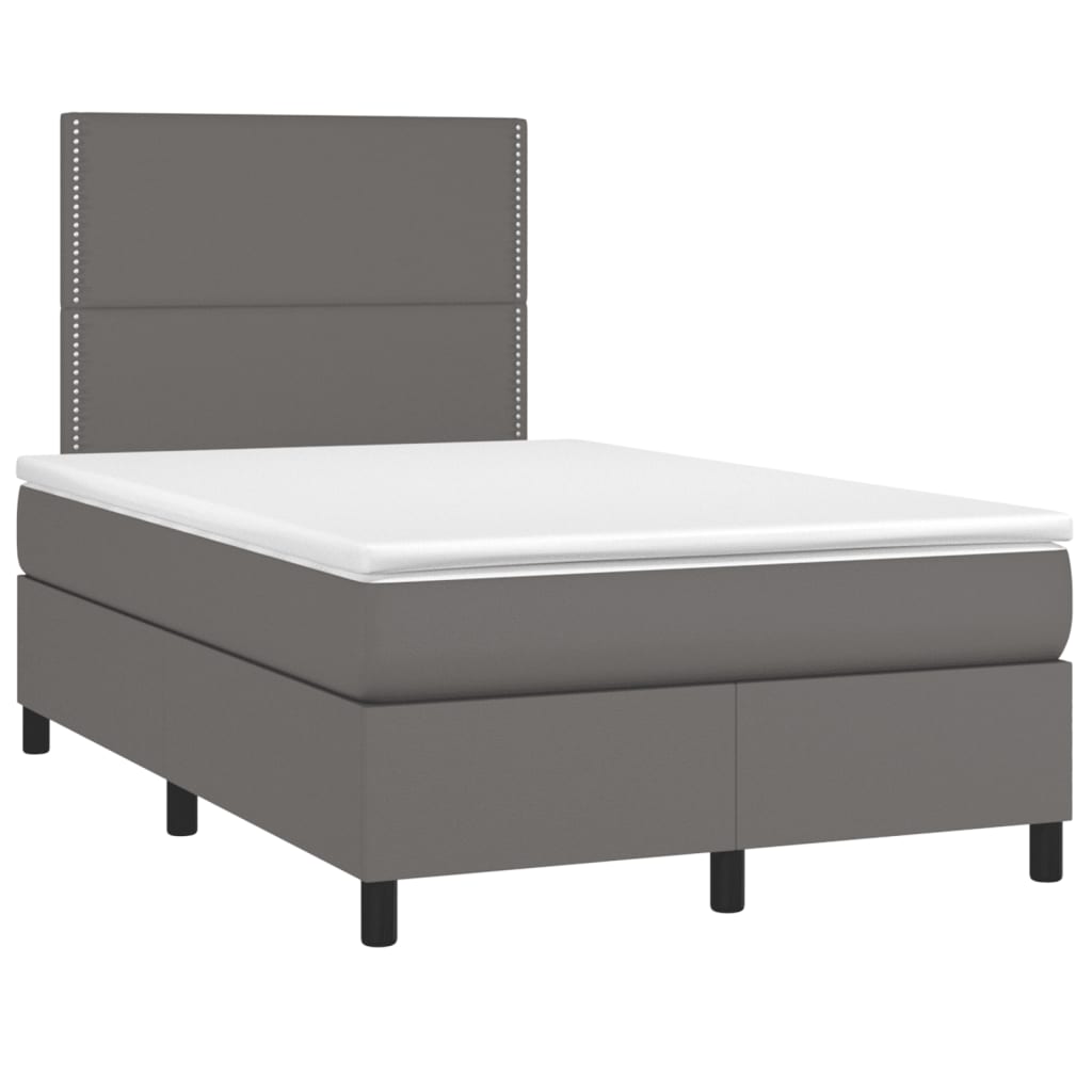 Cama boxspring com colchão 120x190 cm couro artificial cinzento