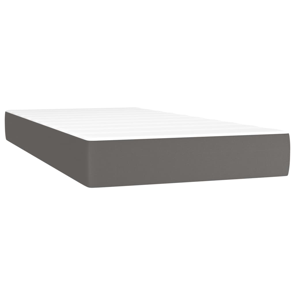 Cama boxspring com colchão 120x190 cm couro artificial cinzento