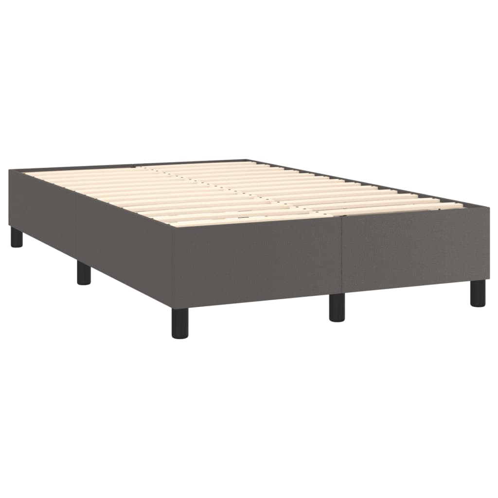 Cama boxspring com colchão 120x190 cm couro artificial cinzento