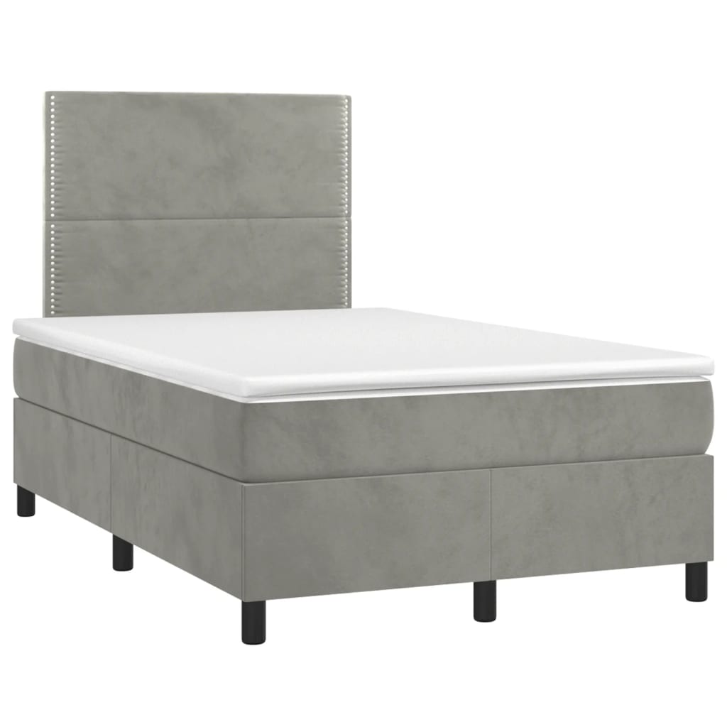 Cama boxspring com colchão 120x190 cm veludo cinzento-claro