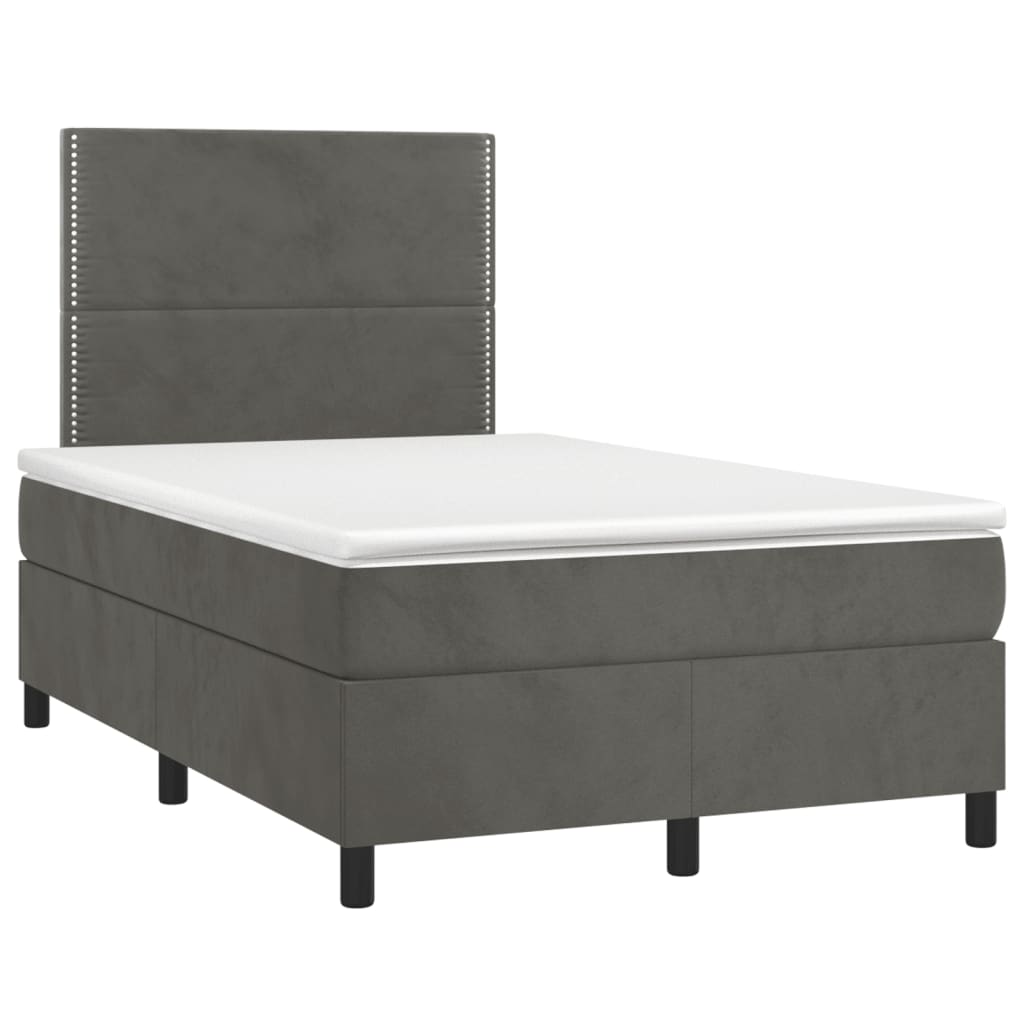 Cama boxspring com colchão 120x190 cm veludo cinzento-escuro