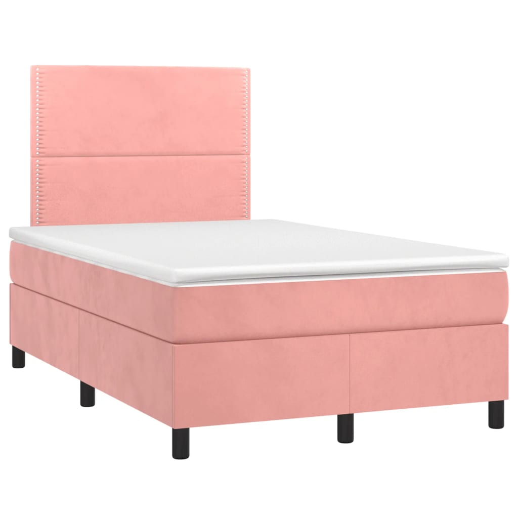 Cama boxspring com colchão 120x190 cm veludo rosa