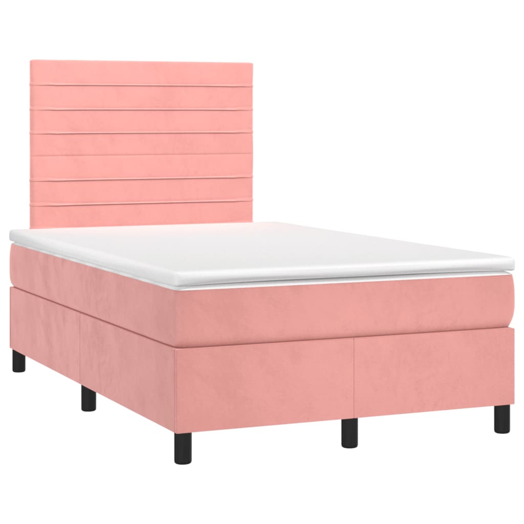 Cama boxspring com colchão 120x190 cm veludo rosa